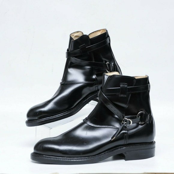 Vintage Black Leather Harness Beatle Ankle Boots Mens 10 E Made in USA Gumsole main image 8